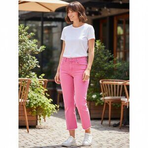 Judy Blue Pink Raw Hem Straight Leg Cropped Jeans Stretch Cotton Size 11/30